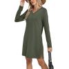 imageSampeel Dresses for Women 2025 Casual Long Sleeve V Neck Tshirt Dress Side Split Fashion Fall OutfitsGreen