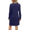 imageSampeel Dresses for Women 2025 Casual Long Sleeve V Neck Tshirt Dress Side Split Fashion Fall OutfitsNavy Blue