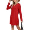 imageSampeel Dresses for Women 2025 Casual Long Sleeve V Neck Tshirt Dress Side Split Fashion Fall OutfitsRed
