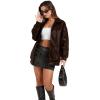 imageSampeel Leather Jacket Women Faux Oversized Motorcycle Bomber Coats 2025 Fall Fashion Outfits Winter ClothesAdark Brown