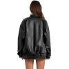imageSampeel Leather Jacket Women Faux Oversized Motorcycle Bomber Coats 2025 Fall Fashion Outfits Winter ClothesBblack