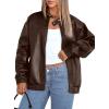 imageSampeel Leather Jacket Women Faux Oversized Motorcycle Bomber Coats 2025 Fall Fashion Outfits Winter ClothesBbrown