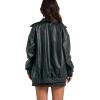 imageSampeel Leather Jacket Women Faux Oversized Motorcycle Bomber Coats 2025 Fall Fashion Outfits Winter ClothesBlue