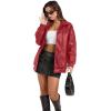 imageSampeel Leather Jacket Women Faux Oversized Motorcycle Bomber Coats 2025 Fall Fashion Outfits Winter ClothesBright Red