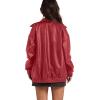 imageSampeel Leather Jacket Women Faux Oversized Motorcycle Bomber Coats 2025 Fall Fashion Outfits Winter ClothesBright Red