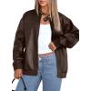 imageSampeel Leather Jacket Women Faux Oversized Motorcycle Bomber Coats 2025 Fall Fashion Outfits Winter ClothesDark Brown