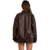 imageSampeel Leather Jacket Women Faux Oversized Motorcycle Bomber Coats 2025 Fall Fashion Outfits Winter ClothesDark Brown