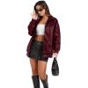 imageSampeel Leather Jacket Women Faux Oversized Motorcycle Bomber Coats 2025 Fall Fashion Outfits Winter ClothesRed