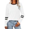 imageSampeel Long Sleeve Shirts for Women Color Block Casual Tops Fall Outfits 2025 Basic Tees Trendy Clothes05 White