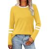 imageSampeel Long Sleeve Shirts for Women Color Block Casual Tops Fall Outfits 2025 Basic Tees Trendy Clothes06 Yellow