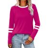 imageSampeel Long Sleeve Shirts for Women Color Block Casual Tops Fall Outfits 2025 Basic Tees Trendy Clothes07 Hot Pink