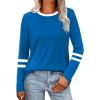 imageSampeel Long Sleeve Shirts for Women Color Block Casual Tops Fall Outfits 2025 Basic Tees Trendy Clothes09 Blue