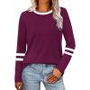 imageSampeel Long Sleeve Shirts for Women Color Block Casual Tops Fall Outfits 2025 Basic Tees Trendy Clothes11 Purple Red