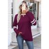 imageSampeel Long Sleeve Shirts for Women Color Block Casual Tops Fall Outfits 2025 Basic Tees Trendy Clothes11 Purple Red