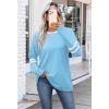 imageSampeel Long Sleeve Shirts for Women Color Block Casual Tops Fall Outfits 2025 Basic Tees Trendy Clothes12 Light Blue