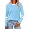 imageSampeel Long Sleeve Shirts for Women Color Block Casual Tops Fall Outfits 2025 Basic Tees Trendy Clothes12 Light Blue