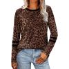 imageSampeel Long Sleeve Shirts for Women Color Block Casual Tops Fall Outfits 2025 Basic Tees Trendy Clothes13 Leopard Print