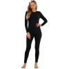 imageSampeel Thermal Underwear for Women Long Johns with Fleece Lined Long Sleeve Shirt Legging Lounge Set Cold Weather Top BottomBlack