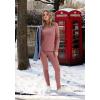 imageSampeel Thermal Underwear for Women Long Johns with Fleece Lined Long Sleeve Shirt Legging Lounge Set Cold Weather Top BottomMauve
