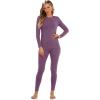 imageSampeel Thermal Underwear for Women Long Johns with Fleece Lined Long Sleeve Shirt Legging Lounge Set Cold Weather Top BottomPurple
