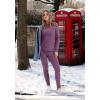 imageSampeel Thermal Underwear for Women Long Johns with Fleece Lined Long Sleeve Shirt Legging Lounge Set Cold Weather Top BottomPurple