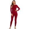 imageSampeel Thermal Underwear for Women Long Johns with Fleece Lined Long Sleeve Shirt Legging Lounge Set Cold Weather Top BottomRed