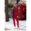 imageSampeel Thermal Underwear for Women Long Johns with Fleece Lined Long Sleeve Shirt Legging Lounge Set Cold Weather Top BottomRed