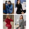 imageSampeel Thermal Underwear for Women Long Johns with Fleece Lined Long Sleeve Shirt Legging Lounge Set Cold Weather Top BottomWhite