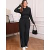 imageSampeel Two Piece Lounge Set for Women 2 Piece Fall Outfits 2025 Mock Neck Ruched Tops Wide Leg Pants Travel AirportBlack Long