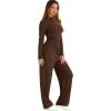 imageSampeel Two Piece Lounge Set for Women 2 Piece Fall Outfits 2025 Mock Neck Ruched Tops Wide Leg Pants Travel AirportChocolate Brown Long