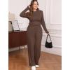 imageSampeel Two Piece Lounge Set for Women 2 Piece Fall Outfits 2025 Mock Neck Ruched Tops Wide Leg Pants Travel AirportChocolate Brown Regular