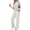 imageSampeel Two Piece Lounge Set for Women 2 Piece Fall Outfits 2025 Mock Neck Ruched Tops Wide Leg Pants Travel AirportClassic Grey Regular