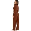 imageSampeel Two Piece Lounge Set for Women 2 Piece Fall Outfits 2025 Mock Neck Ruched Tops Wide Leg Pants Travel AirportCoffee Regular