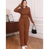 imageSampeel Two Piece Lounge Set for Women 2 Piece Fall Outfits 2025 Mock Neck Ruched Tops Wide Leg Pants Travel AirportCoffee Regular