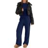 imageSampeel Two Piece Lounge Set for Women 2 Piece Fall Outfits 2025 Mock Neck Ruched Tops Wide Leg Pants Travel AirportNavy Blue Long
