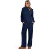 imageSampeel Two Piece Sets for Women Mock Neck Matching Sets Loungewear Fall Clothes Travel Outfits Fashion 2025 XS2XL01dark Blue