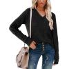 imageSampeel V Neck Long Sleeve Shirts for Women Casual Fall Tops Lightweight Tunic Sweaters Fashion Clothes Loose Fit 2025Black