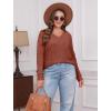 imageSampeel V Neck Long Sleeve Shirts for Women Casual Fall Tops Lightweight Tunic Sweaters Fashion Clothes Loose Fit 2025Caramel