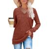 imageSampeel V Neck Long Sleeve Shirts for Women Casual Fall Tops Lightweight Tunic Sweaters Fashion Clothes Loose Fit 2025Caramel