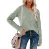 imageSampeel V Neck Long Sleeve Shirts for Women Casual Fall Tops Lightweight Tunic Sweaters Fashion Clothes Loose Fit 2025Cream Green