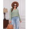 imageSampeel V Neck Long Sleeve Shirts for Women Casual Fall Tops Lightweight Tunic Sweaters Fashion Clothes Loose Fit 2025Cream Green