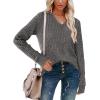 imageSampeel V Neck Long Sleeve Shirts for Women Casual Fall Tops Lightweight Tunic Sweaters Fashion Clothes Loose Fit 2025Dark Grey