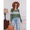 imageSampeel V Neck Long Sleeve Shirts for Women Casual Fall Tops Lightweight Tunic Sweaters Fashion Clothes Loose Fit 2025Green Color Block