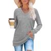 imageSampeel V Neck Long Sleeve Shirts for Women Casual Fall Tops Lightweight Tunic Sweaters Fashion Clothes Loose Fit 2025Grey