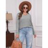 imageSampeel V Neck Long Sleeve Shirts for Women Casual Fall Tops Lightweight Tunic Sweaters Fashion Clothes Loose Fit 2025Grey