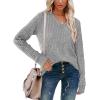 imageSampeel V Neck Long Sleeve Shirts for Women Casual Fall Tops Lightweight Tunic Sweaters Fashion Clothes Loose Fit 2025Grey