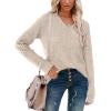 imageSampeel V Neck Long Sleeve Shirts for Women Casual Fall Tops Lightweight Tunic Sweaters Fashion Clothes Loose Fit 2025Khaki