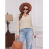 imageSampeel V Neck Long Sleeve Shirts for Women Casual Fall Tops Lightweight Tunic Sweaters Fashion Clothes Loose Fit 2025Khaki