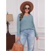 imageSampeel V Neck Long Sleeve Shirts for Women Casual Fall Tops Lightweight Tunic Sweaters Fashion Clothes Loose Fit 2025Light Blue