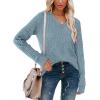 imageSampeel V Neck Long Sleeve Shirts for Women Casual Fall Tops Lightweight Tunic Sweaters Fashion Clothes Loose Fit 2025Light Blue